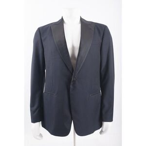 Giorgio Armani Mens Tuxedo Suit Jacket 54 Pants 58 Set Black Blue Honeycomb NWT